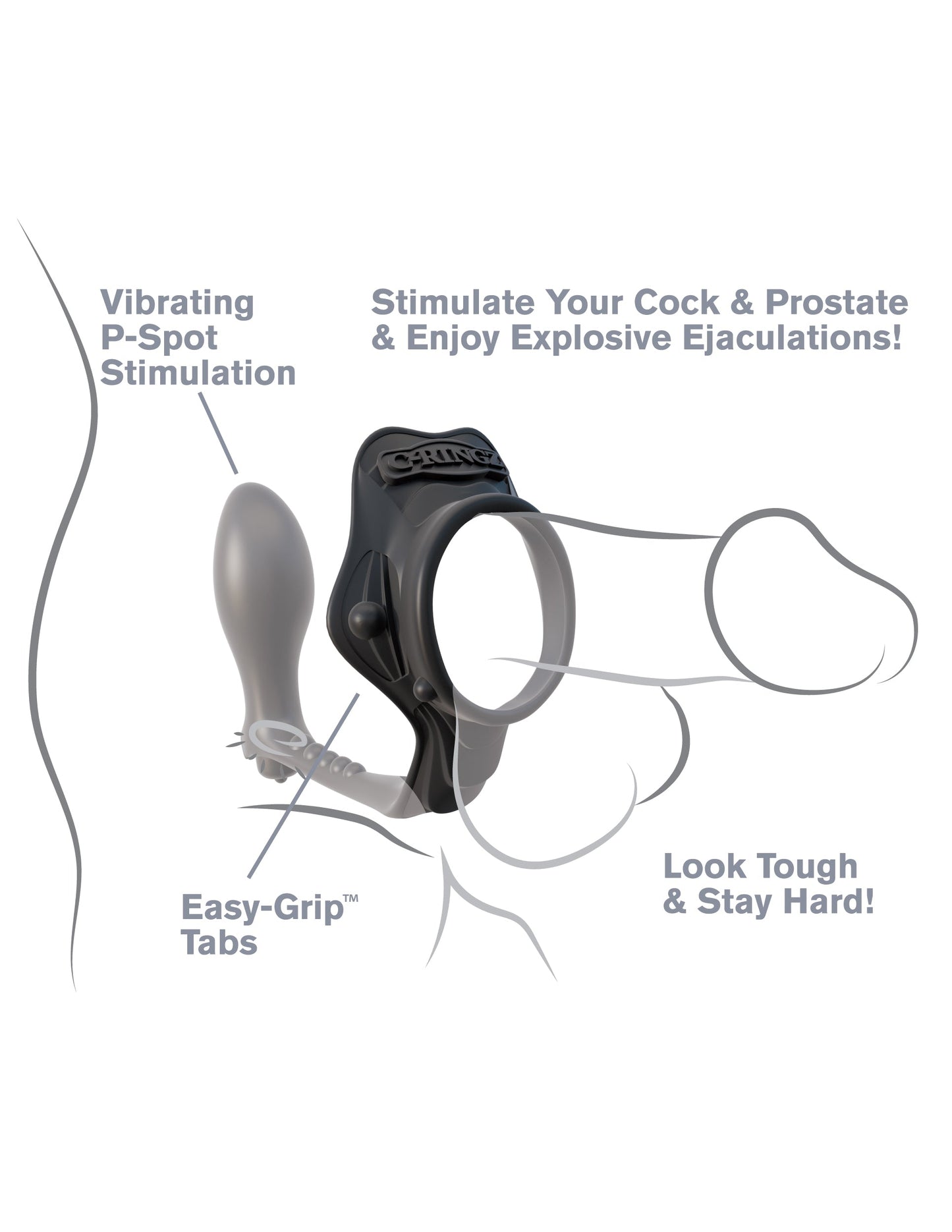 Fantasy Silicone Rock Hard Ass Gasm Performance C-Ring Black