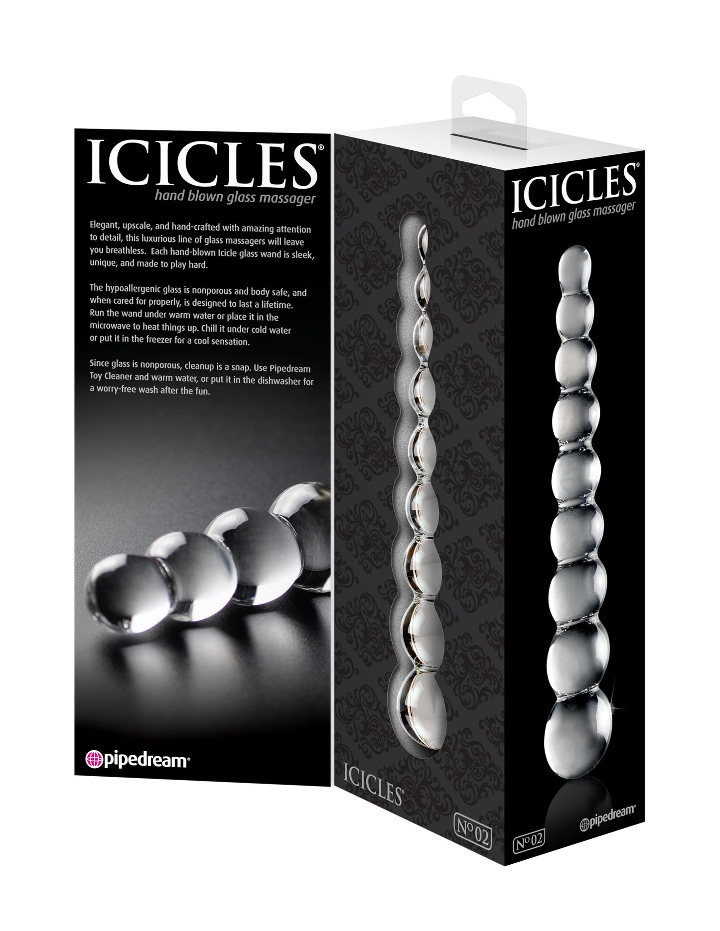 Icicles Clear Glass Massager Wand Handcrafted