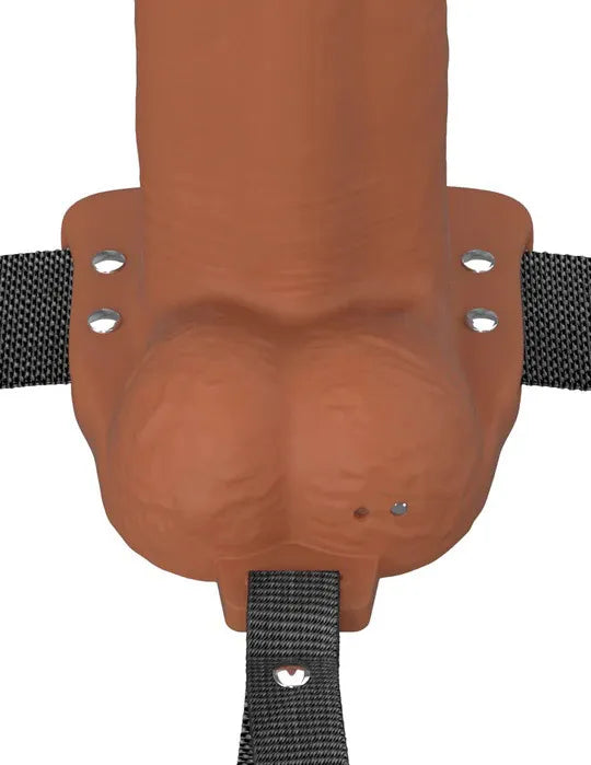 Fantasy X-Tensions Elite (Beige/Brown) – Vibrating Hollow Silicone Strap-On 8 Inch