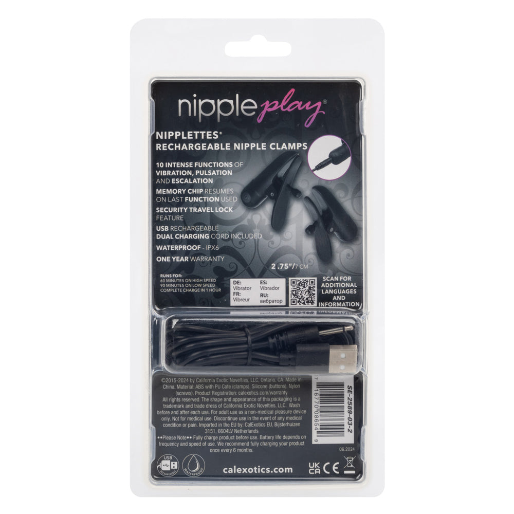 Vibrating Black Nipplettes Nipple Clamps For Pleasure