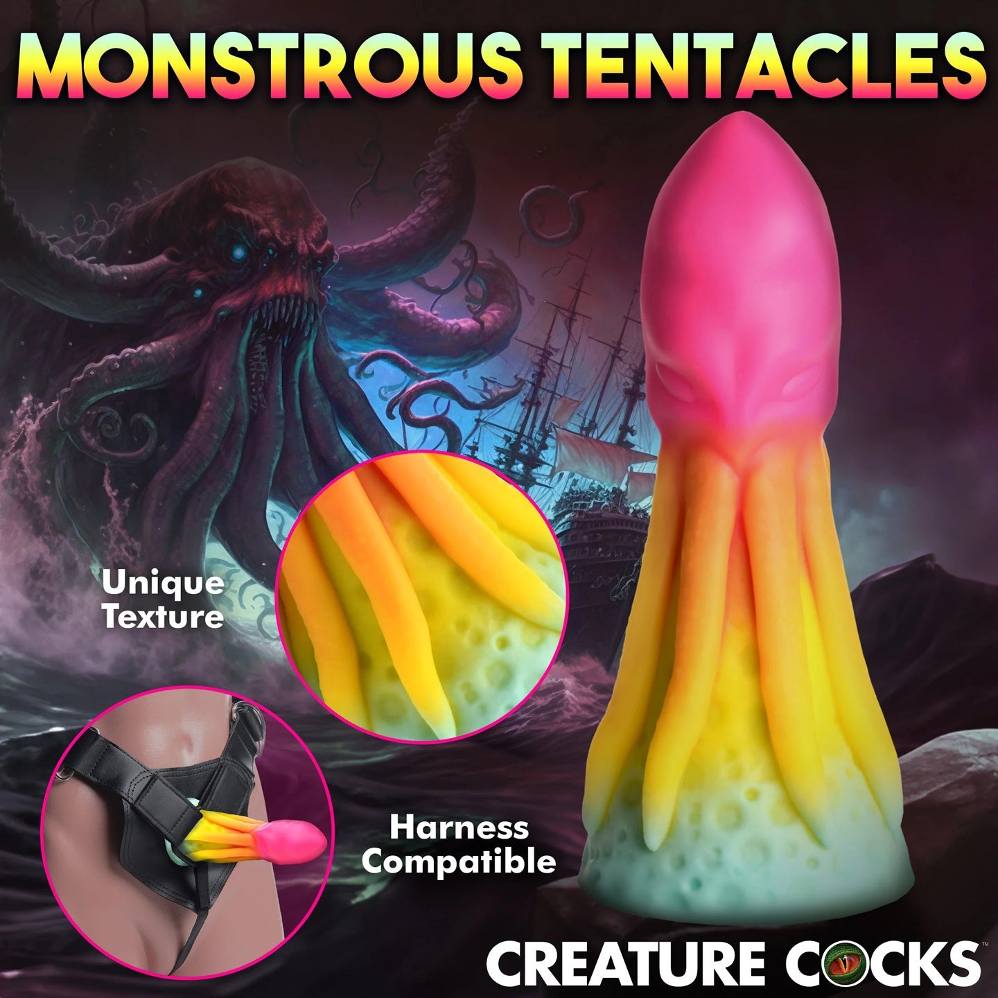 Creature Cocks King Kraken (Rainbow) Silicone Dildo 8.1 Inches – Premium Flexible Dildo