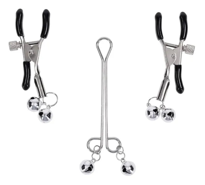 Shadow Bell Adjustable Nipple Clamps with Silver Bells – Nipple Jewelry