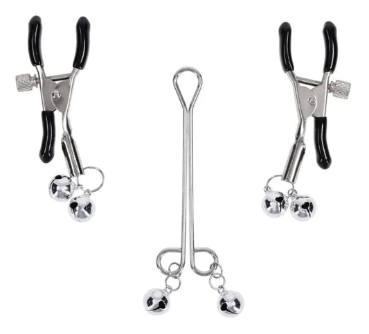 Shadow Bell Adjustable Nipple Clamps with Silver Bells – Nipple Jewelry