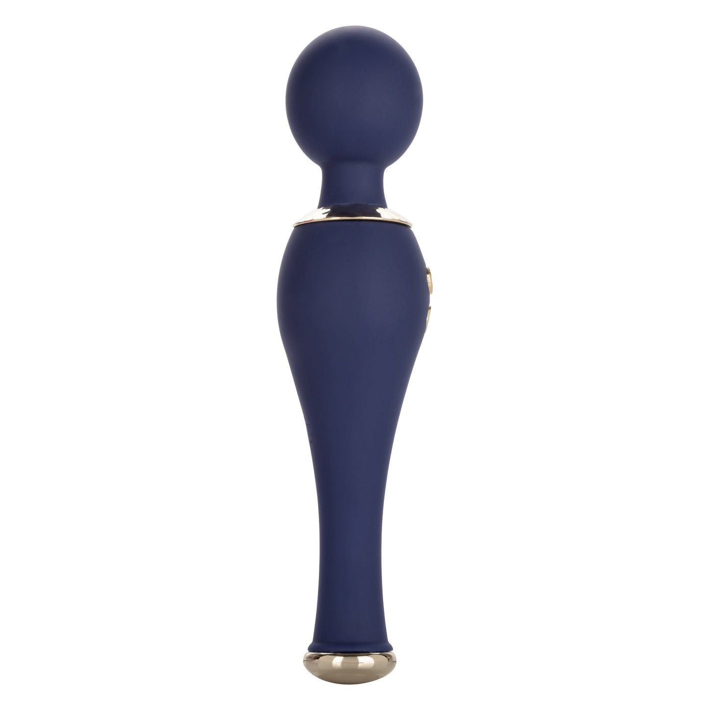 Chic Poppy Navy Blue Ultra-Plush Silicone Massager with 5 Vibration Levels and Gold Accents, Rechargeable, Waterproof