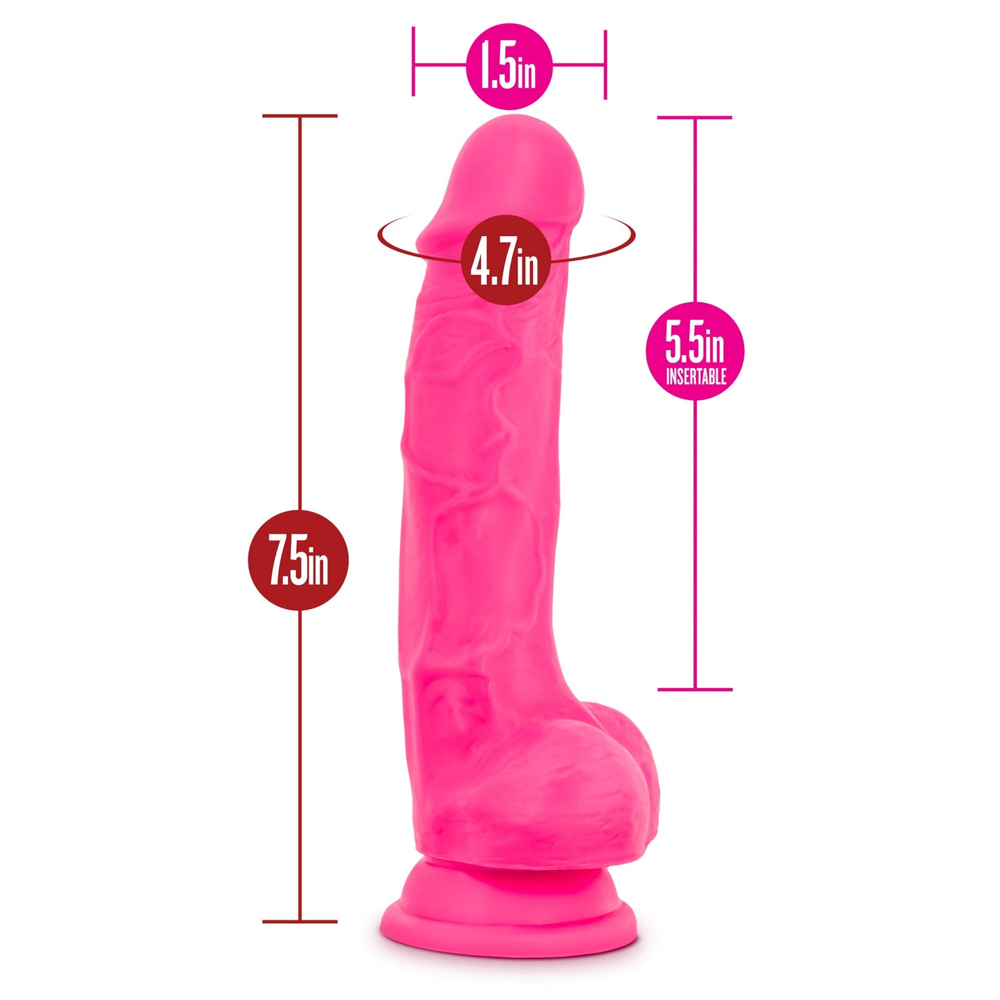 Ruse Hypnotize Hot Pink Dildo 7.5 Inch Length 1.5 Inch Width