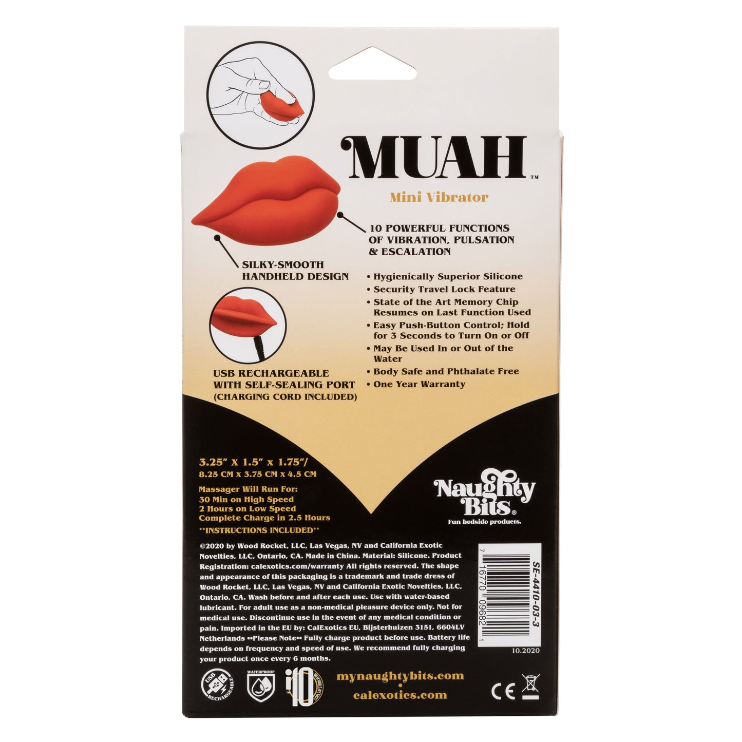 Naughty Bits MUAH Mini Red Lip-Shaped Silicone Vibrator 3.25 Inches Waterproof
