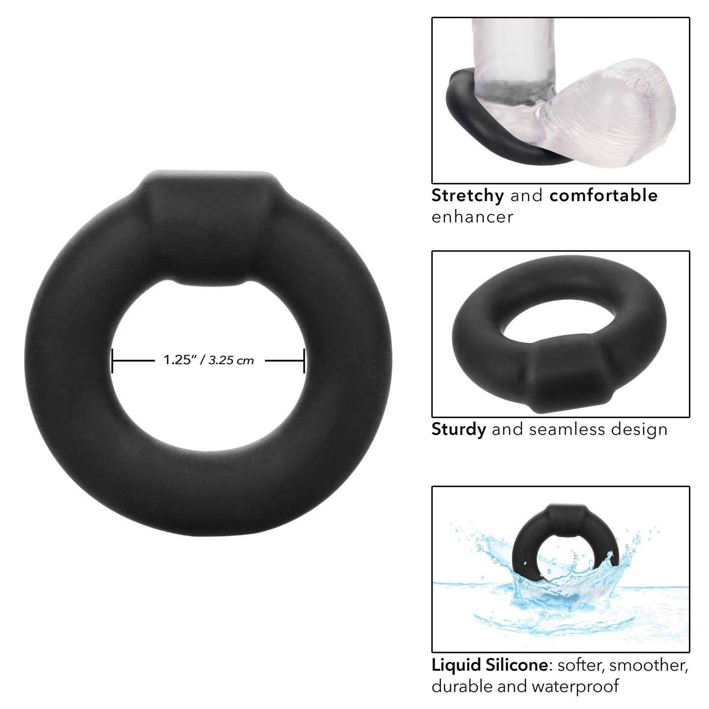 Alpha Liquid Silicone Optimum Ring Ultra Stretchy Black Size Medium