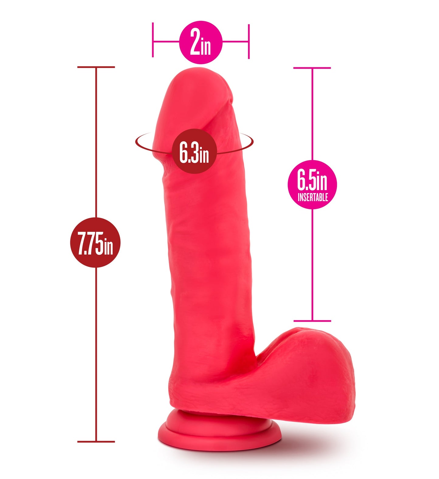 Ruse Big Poppa Cerise Dildo 6.6 Inch Insertable Length