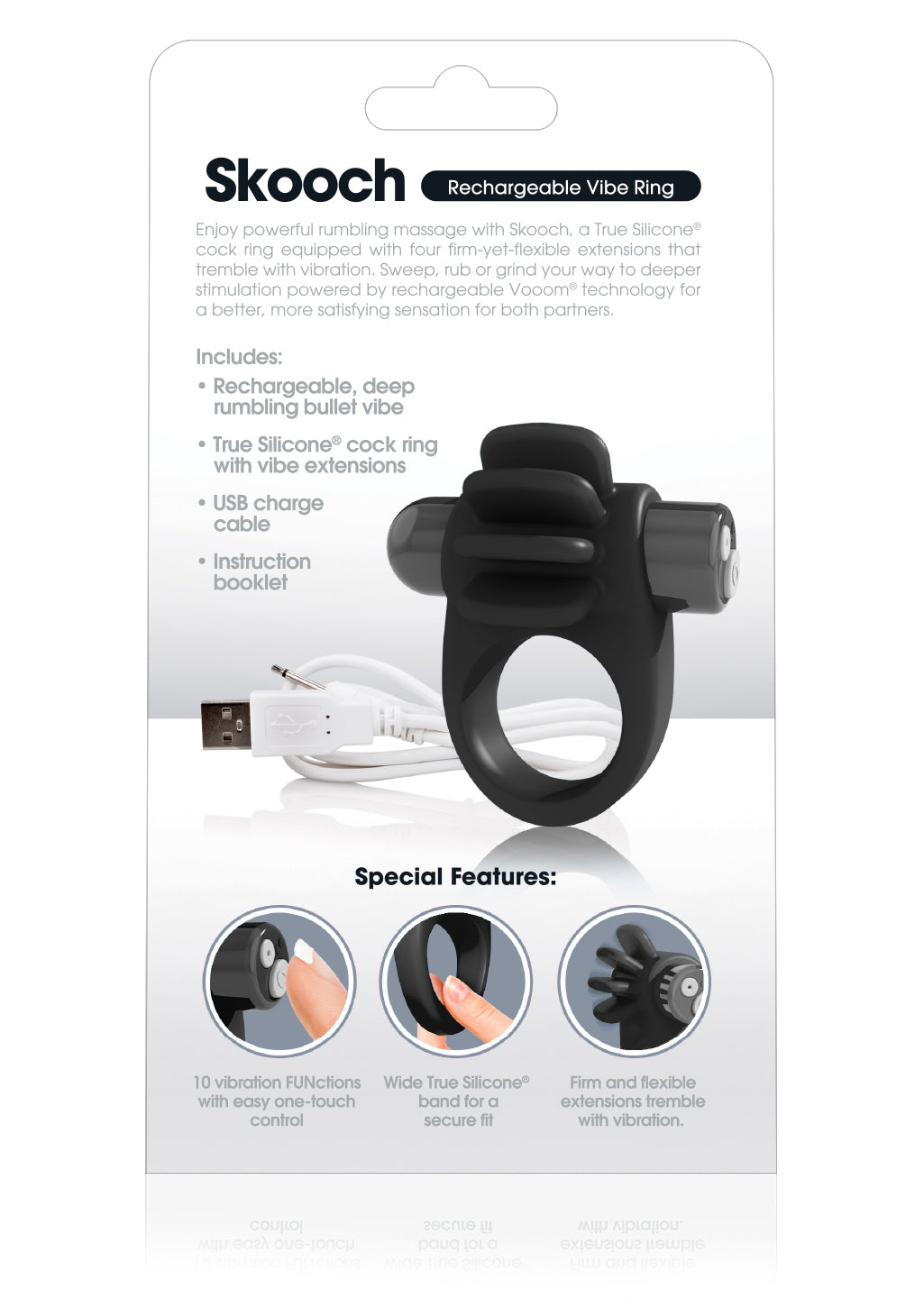 Skooch Charged – Rechargeable Vibrating Cock Ring with Textured Stimulation