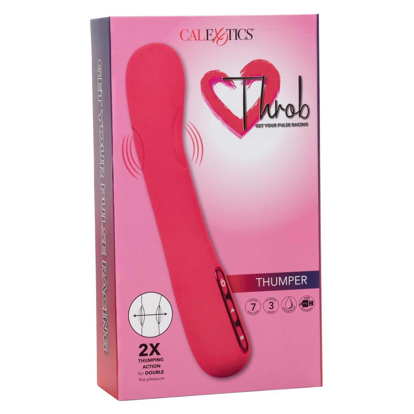 Throb Thumper Red Premium Silicone Massager with Dual Thumping Pads and 3-Speed Vibration