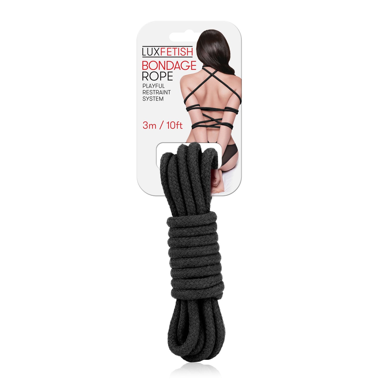 Lux Fetish Bondage Rope 3 Meter 10 Feet Soft Cotton Black