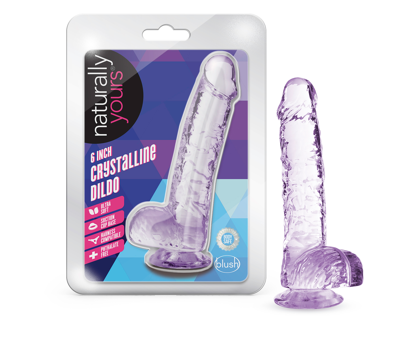 Naturally Yours Crystaline Amethyst – 6 Inch Suction Cup Dildo