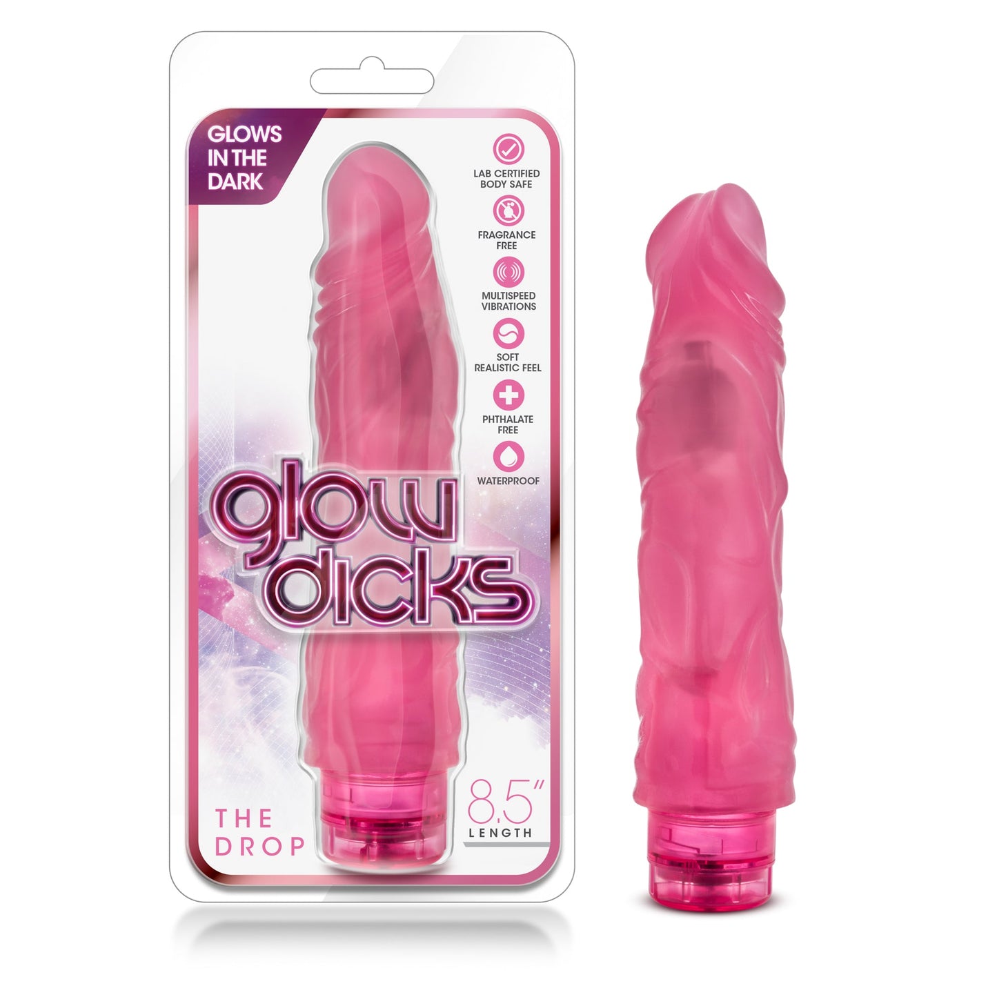 Blush Glow 8 Inch Pink Dildo – Multi-Speed Vibrator with Clitoral Nubs