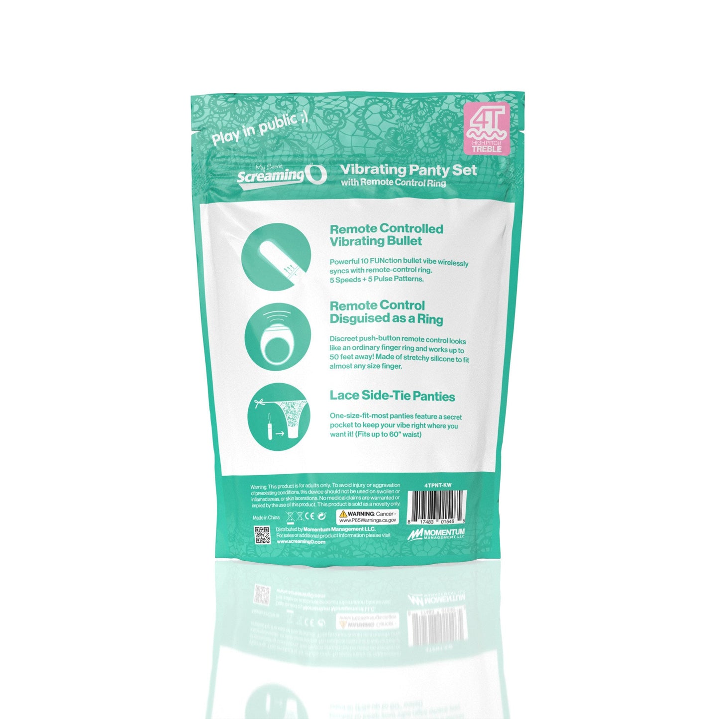 Vibrating Panty Set W/ Remote Ring 4t High Pitch Treble (Kiwi)