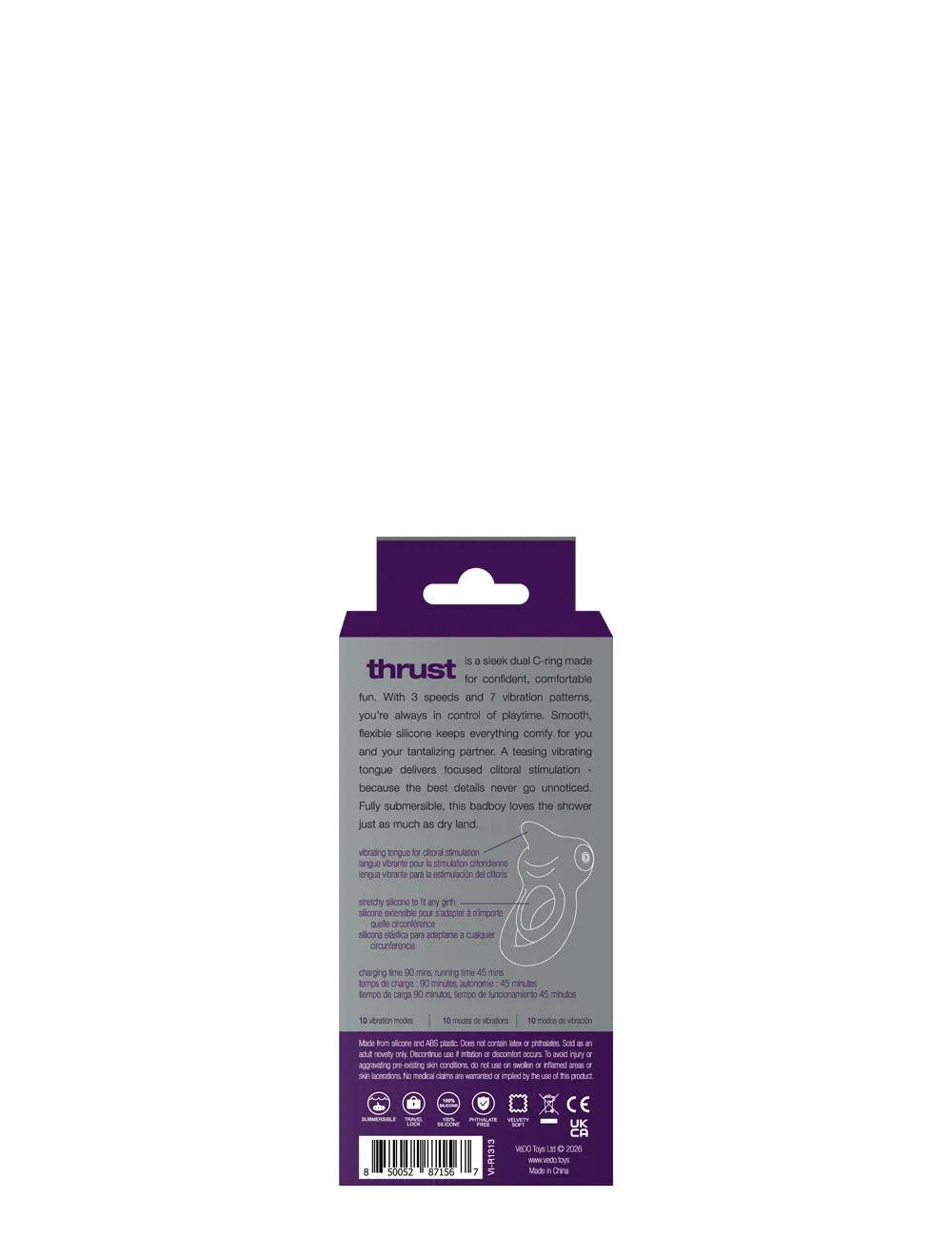 Thrust Rechargeable Dual C-Ring – Silicone Vibrating C-Ring
