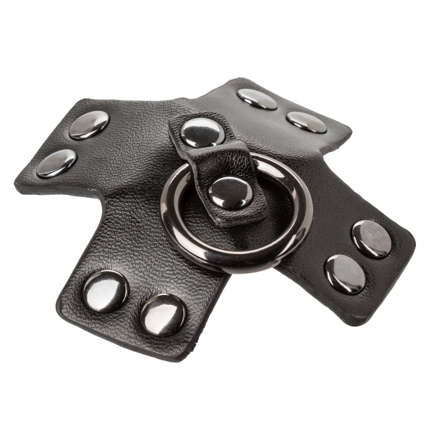 Euphoria Collection Black PU Coated Silicone O-Ring Pasties with Rivet Accents 3 Inch