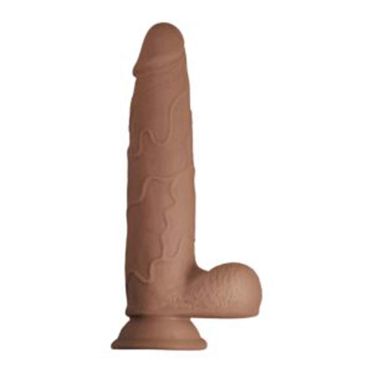 Real Cocks Dual Layered (Brown) – 9 Inch Girthy Realistic Veiny Dildo with Testicles