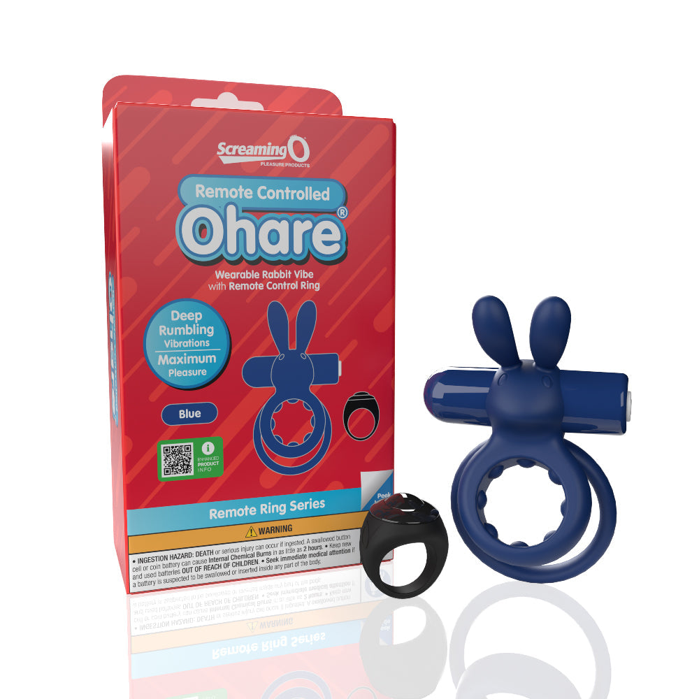 Ohare Remote Control (Blue) – Waterproof Rechargeable Wearable Rabbit Vibrator with Double-Ring Design