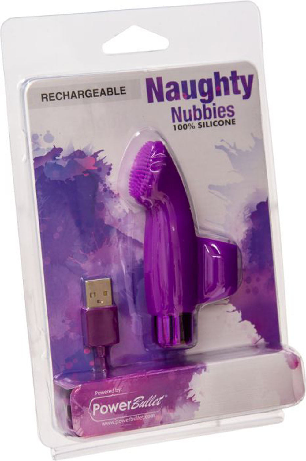 Naughty Nubbies Finger Vibe w Mini Powerbullet Purple Massager
