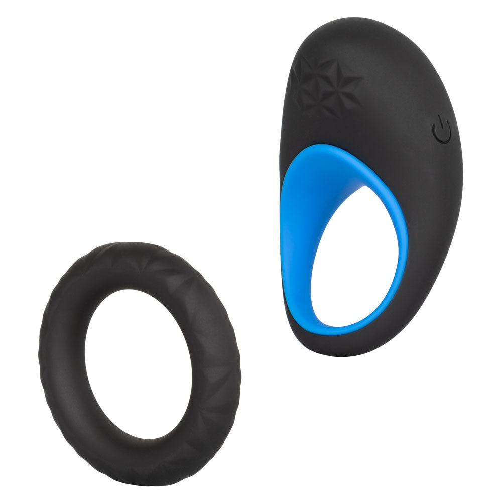 Link Up Max Dual Vibrating Ring (Black and Blue) – Ultra-Soft Silicone Support Ring