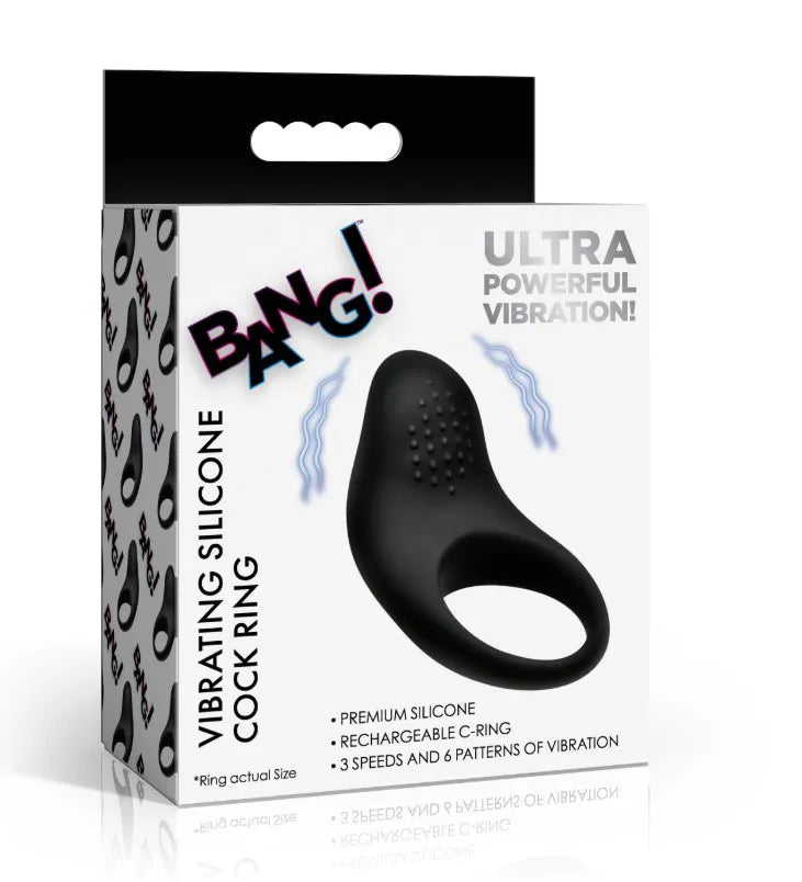 Bang! Vibrating Silicone Cock Ring – Rechargeable Couples Vibrator