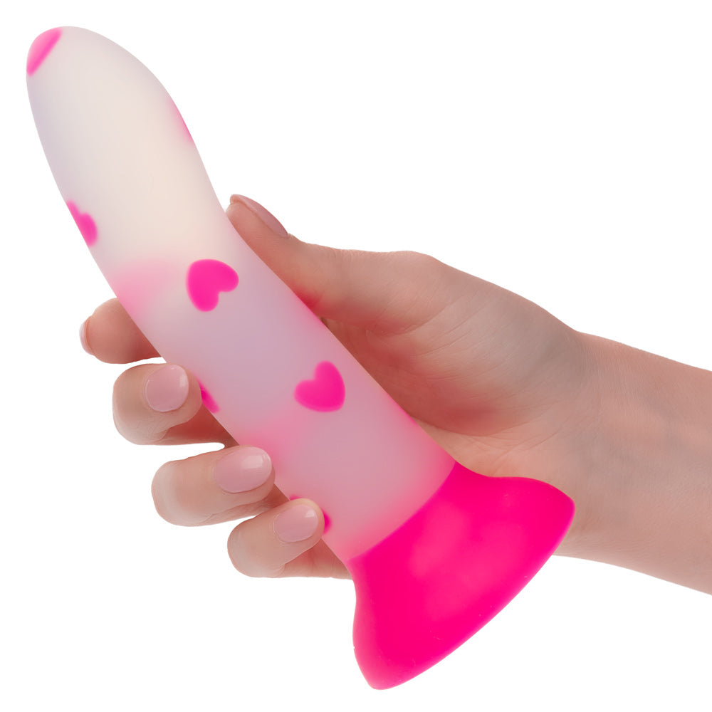 Glow Stick Heart Pink Bendable Silicone Dildo