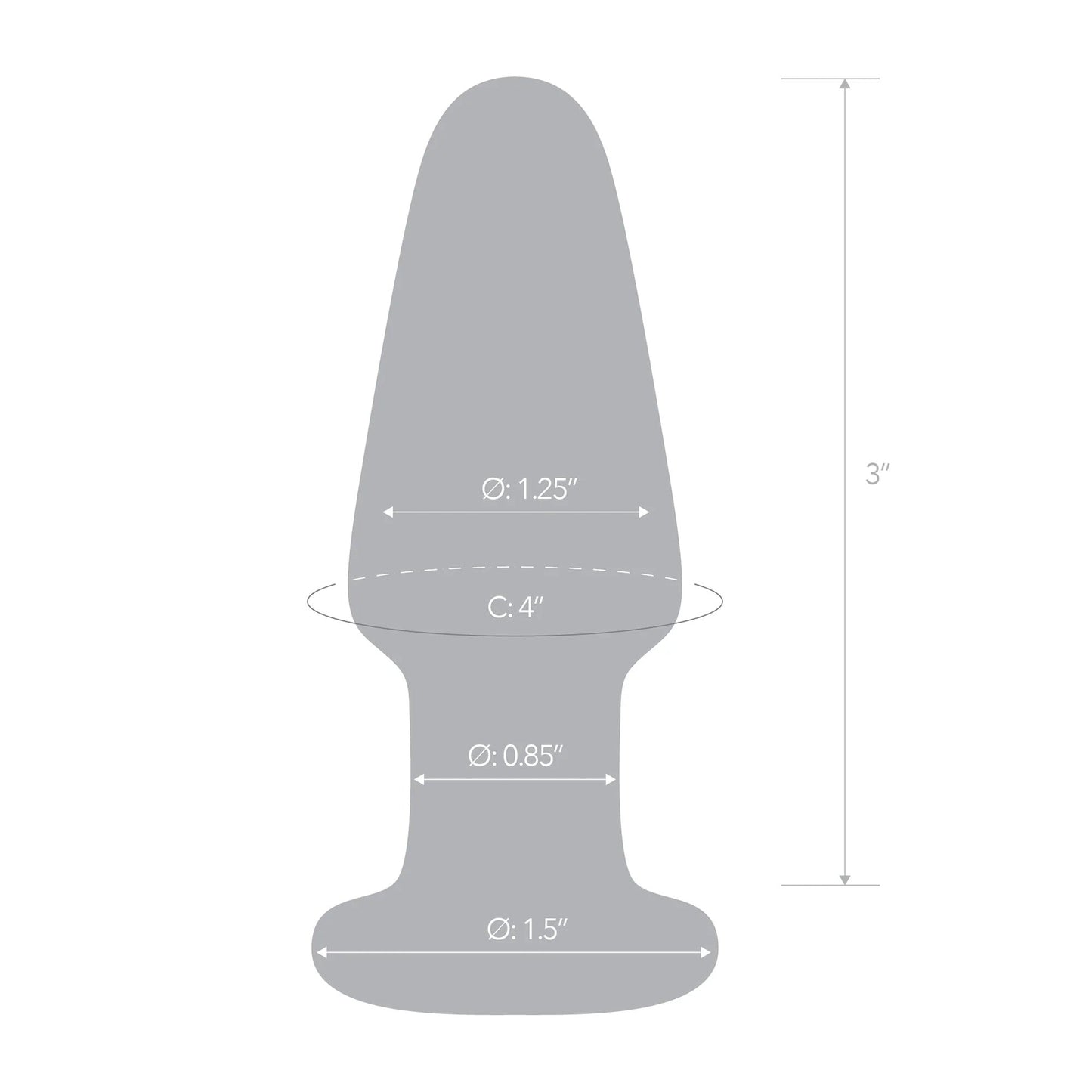 Glas 3.5 Inch Clear Hand Blown Glass Butt Plug with Tapered Tip for Beginner-Friendly Anal Play