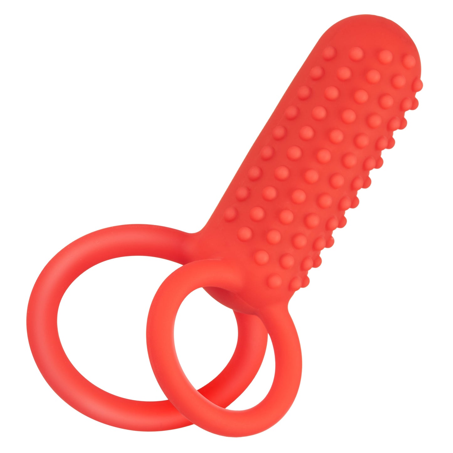 CalExotics Silicone Vertical Dual Enhancer Red Waterproof with 12 Intense Vibration Functions