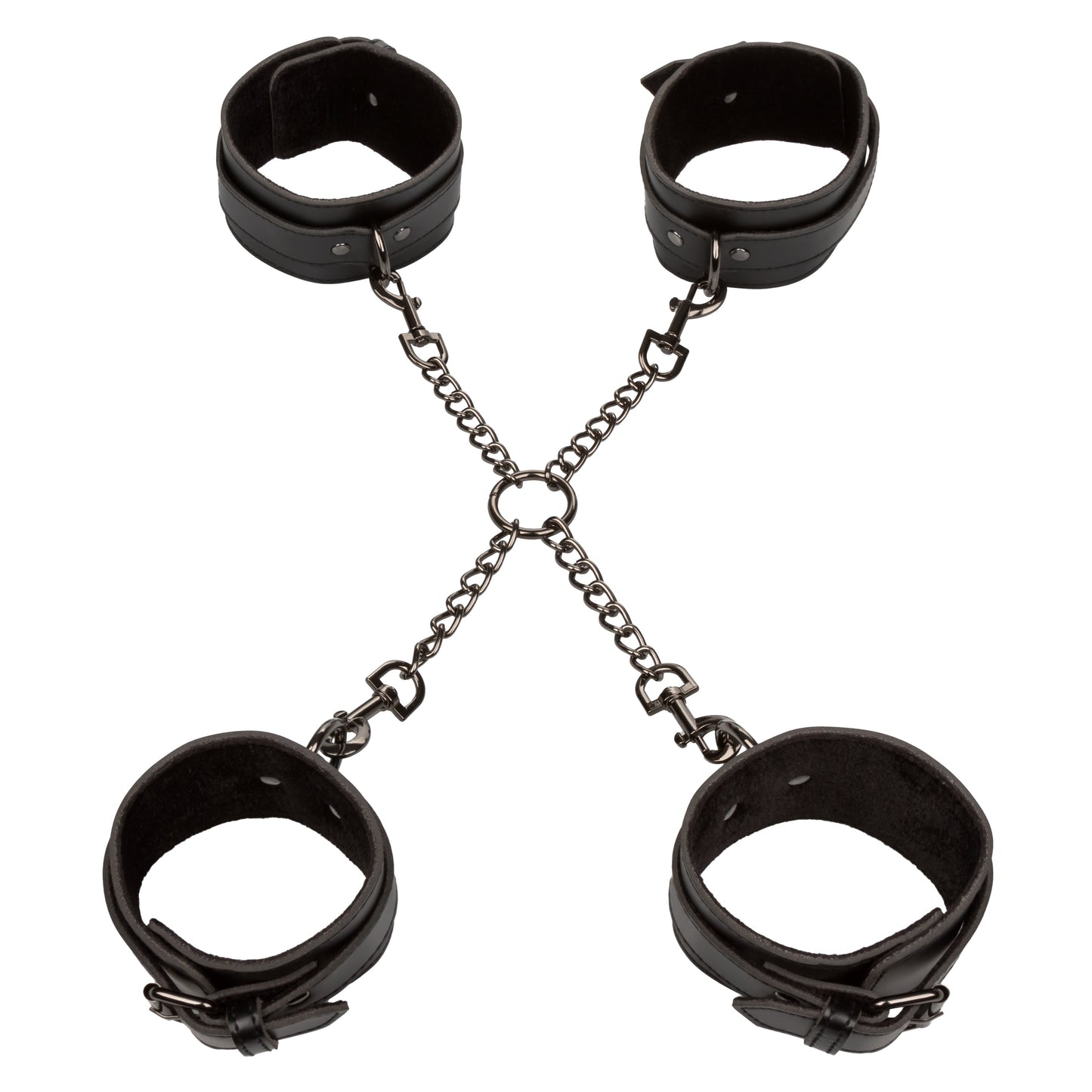 Euphoria Collection Black Hog Tie with Adjustable Velvet and Vegan Leather Cuffs, 9 to 10 Inch Circumference