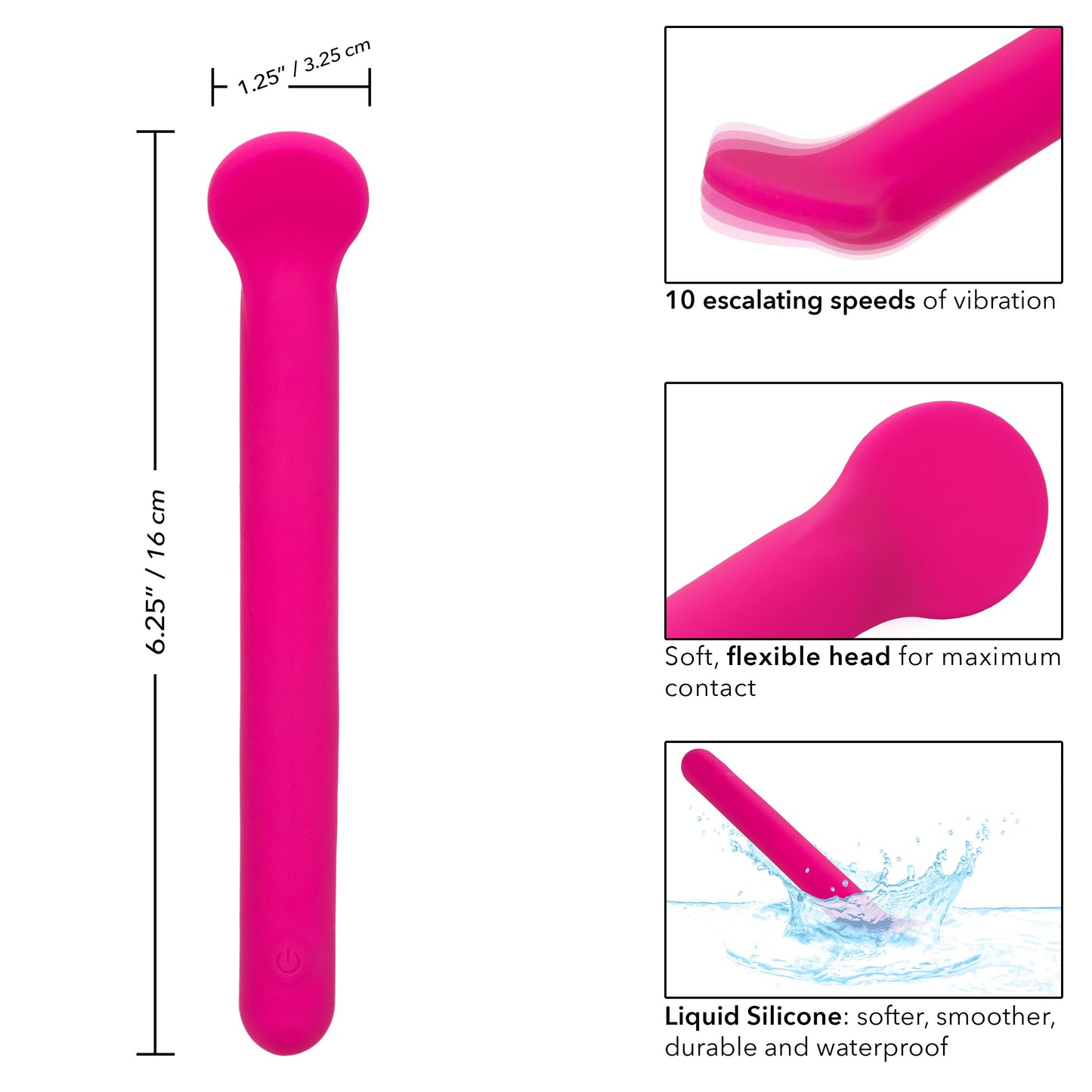 Bliss Liquid Silicone Clitoriffic Pink Flexible Vibrator with 10 Speeds and Rechargeable