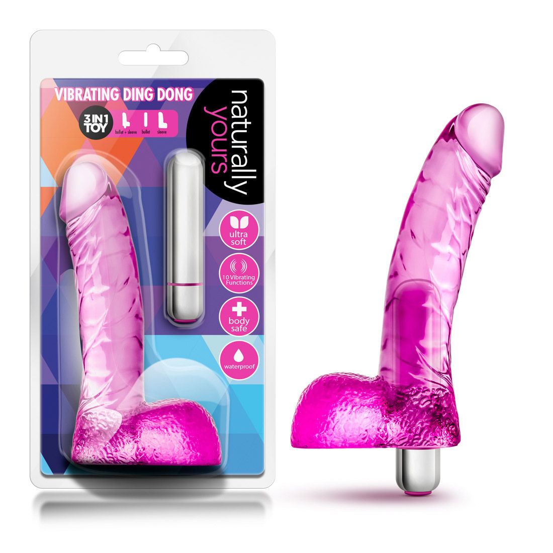 Naturally Yours Clear Vibrating 6.5" Dong