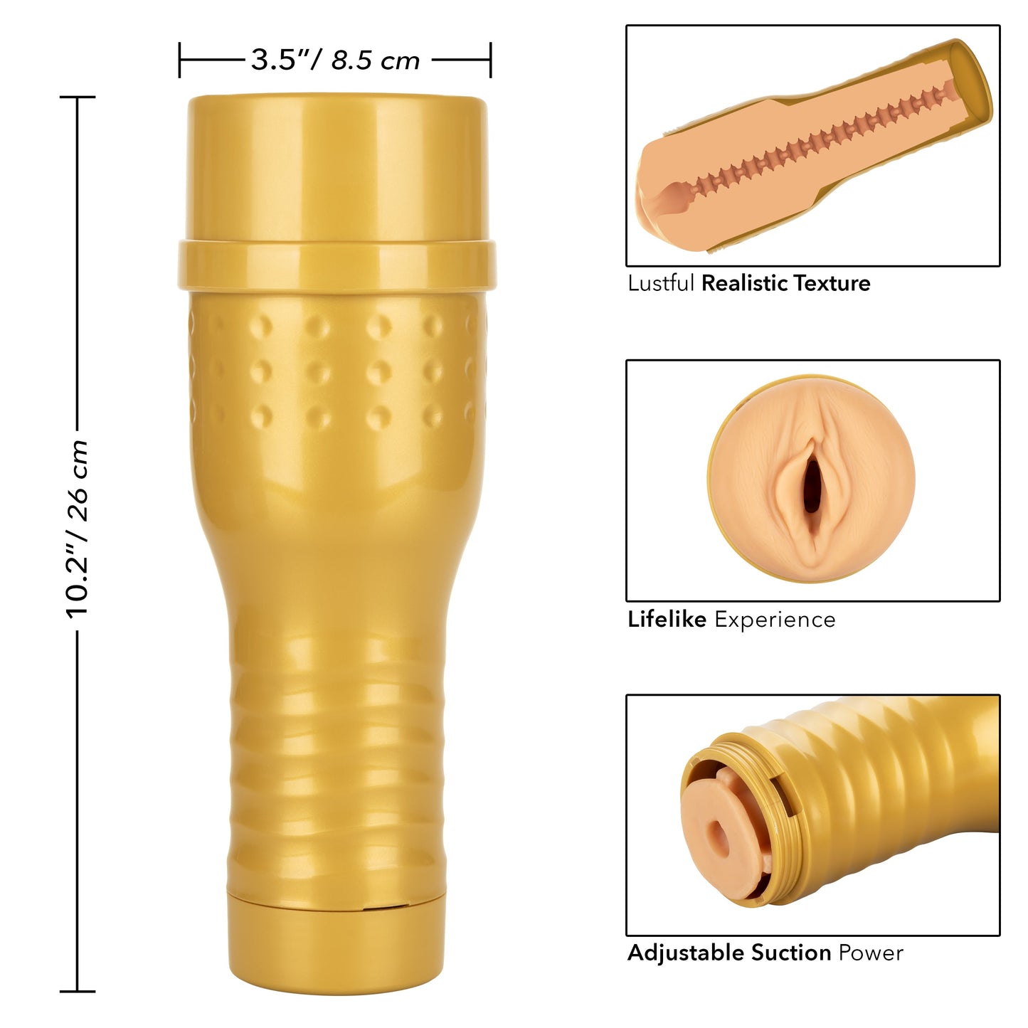 Private Tube Personal Trainer Tub Gold Real Skin TPR Suction Masturbator Sleeve