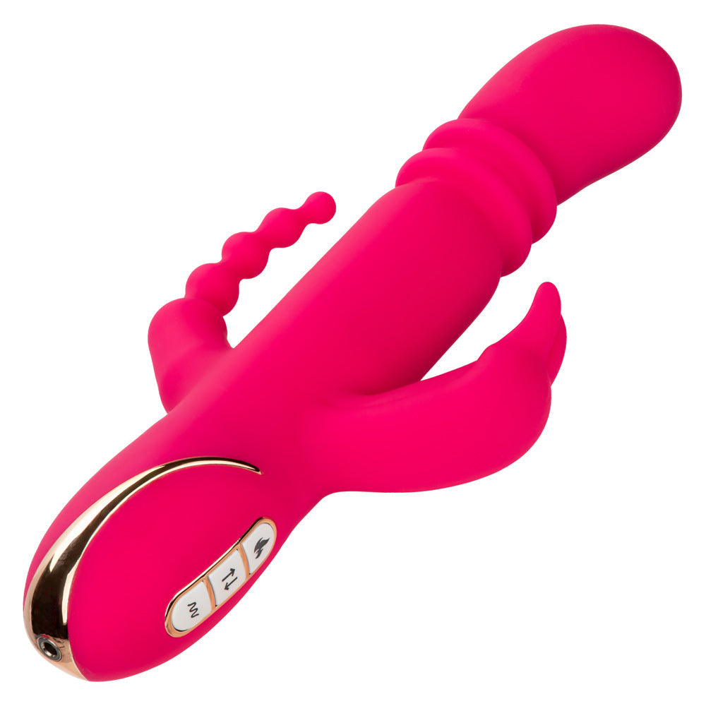 Jack Rabbit Signature Heated Silicone Triple Fantasy Rabbit Vibrator Pink