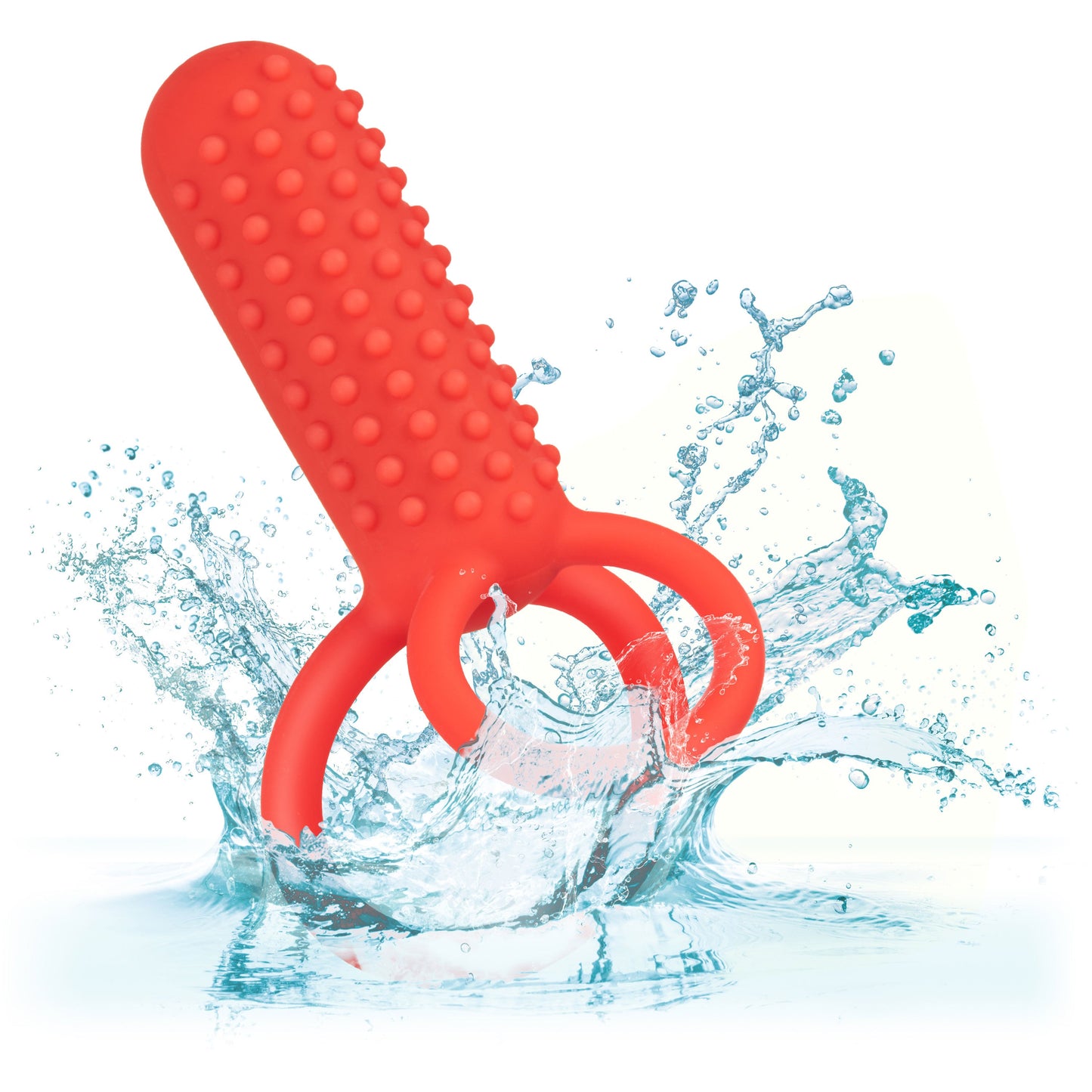 CalExotics Silicone Vertical Dual Enhancer Red Waterproof with 12 Intense Vibration Functions