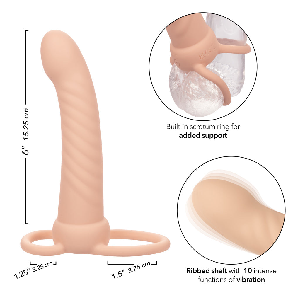 Performance Maxx Ribbed Dual Penetrator Liquid Silicone Waterproof Vibrating Probe