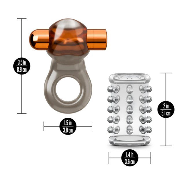 Stay Hard Vibrating Cock Ring Set With Textured Sleeve – Vibrating Cock Ring