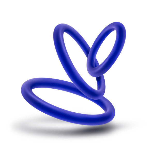 Performance Silicone Cock Ring 3 Pc Set Indigo for Stamina