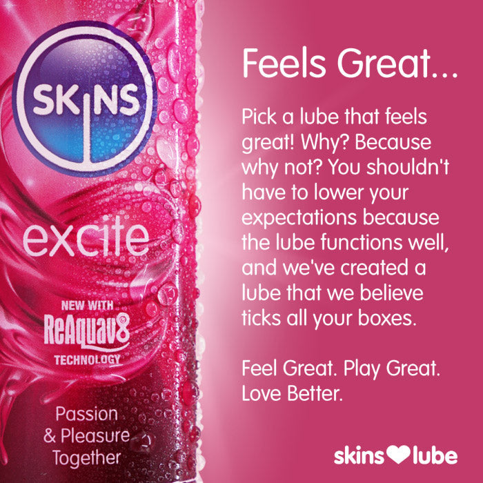 Skins Excite Tingling Water-Based Lubricant – 4.4oz Personal Lubricant