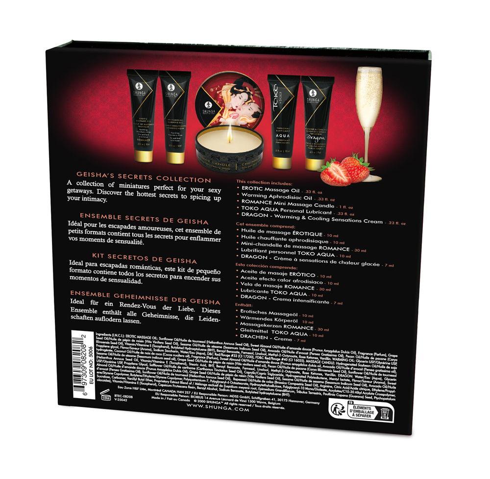 Geisha's Secrets Intimacy Gift Set with Sparkling Strawberry Wine