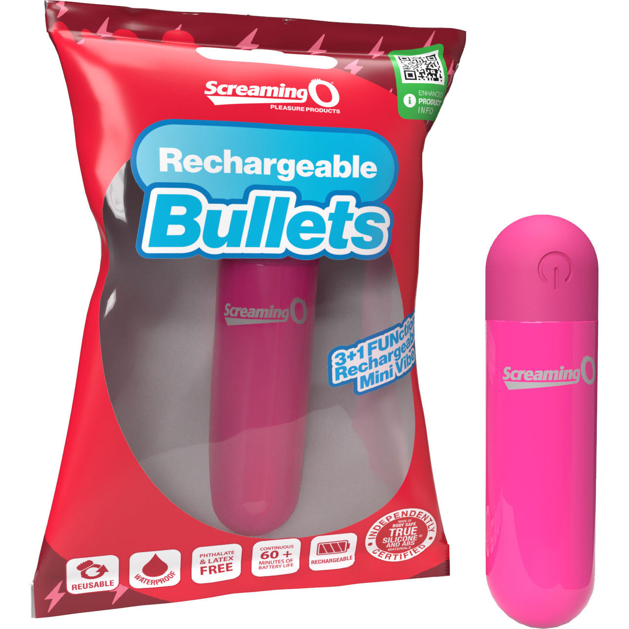 Rechargeable Bullet Vibrator (Pink) – Waterproof 3-Speed Body-Safe ABS Material Vibrator