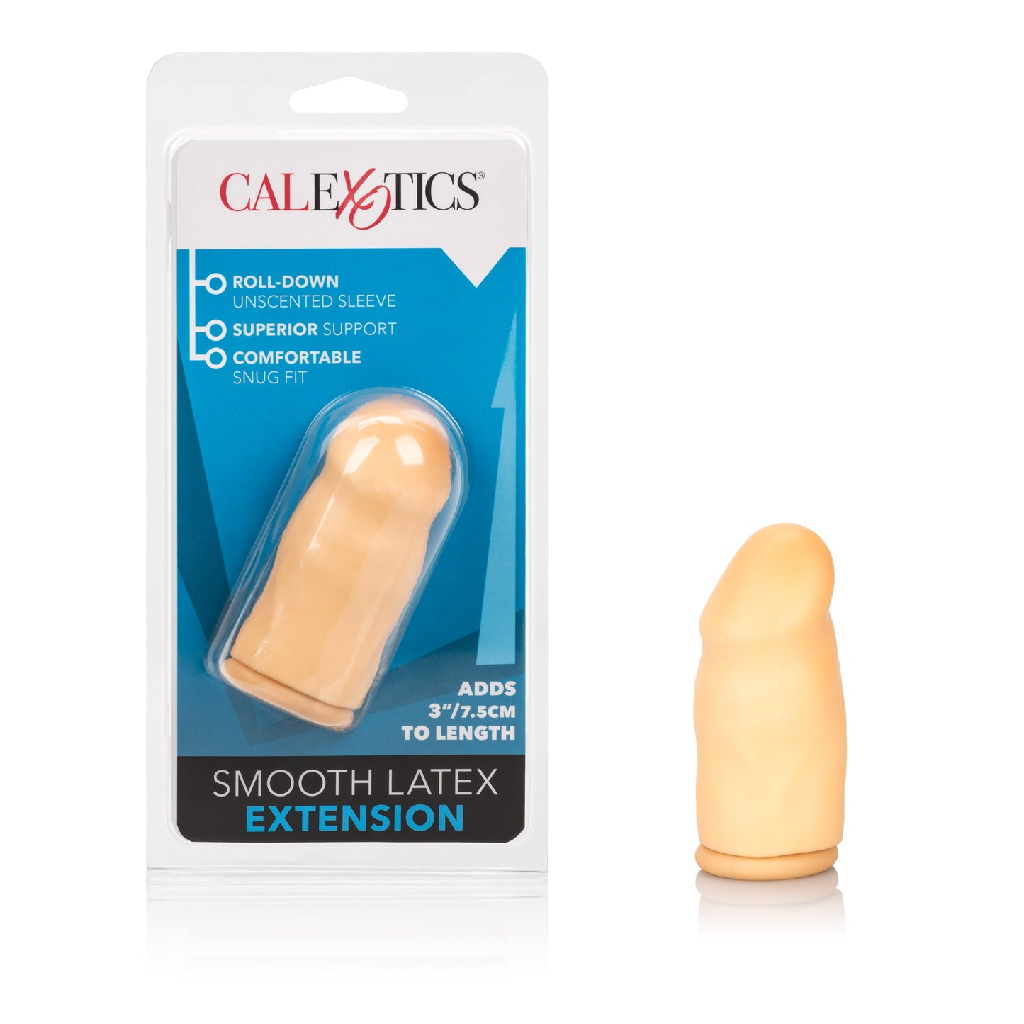 Smooth 3 Inch Ivory Latex Penis Extension with Roll Down Sleeve