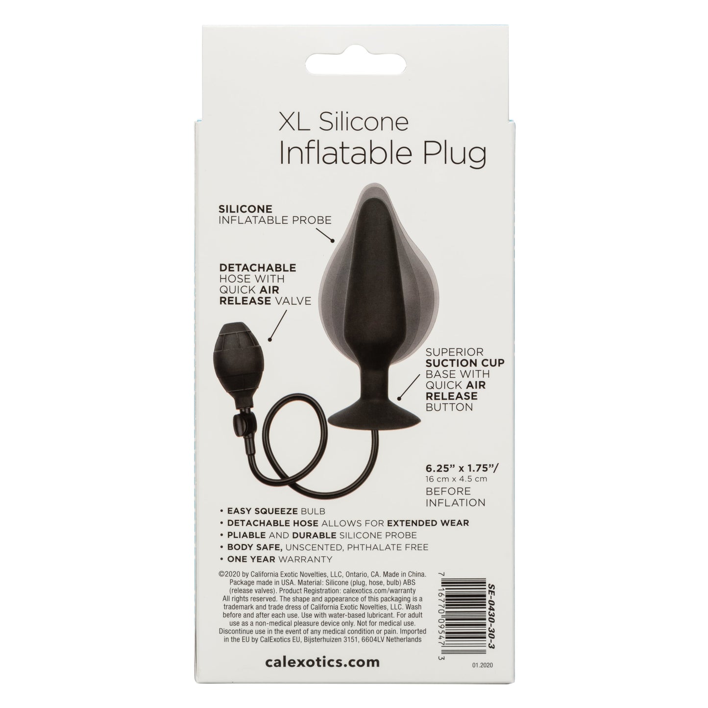 CalExotics XL Silicone Inflatable Plug – Inflatable Anal Plug with Detachable Hose and Squeeze Bulb