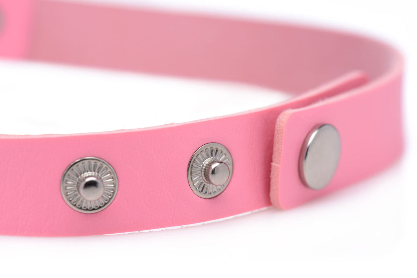 Dark Heart Pink Vegan Leather Choker with Chrome Heart Center