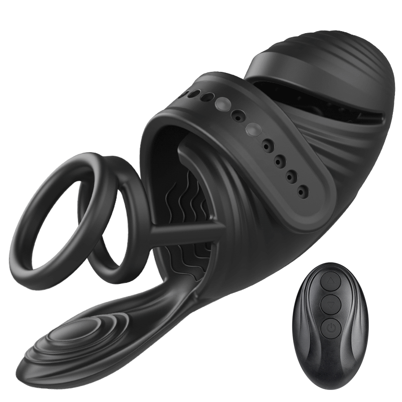 Emma - Delay Ejaculation Desensitization Training 7 Vibration Masturbation Penis Vibrator Black Masturbation Cup