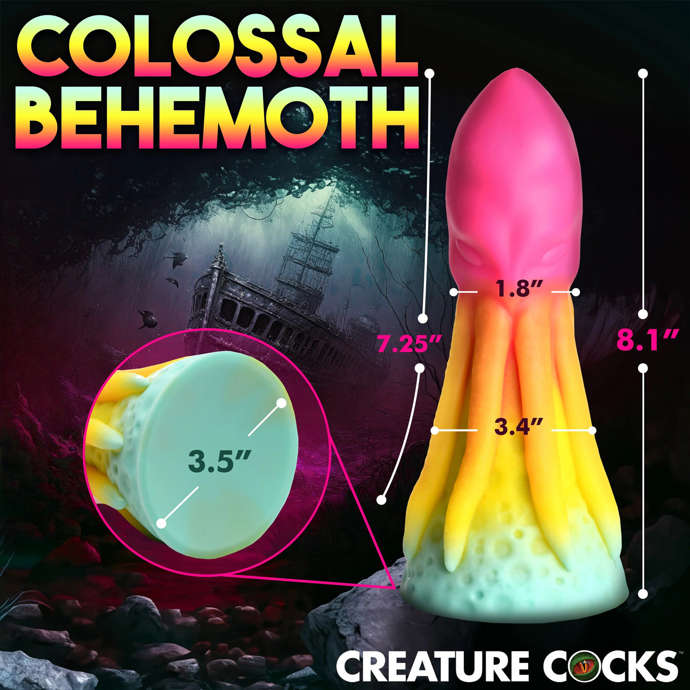 Creature Cocks King Kraken (Rainbow) Silicone Dildo 8.1 Inches – Premium Flexible Dildo