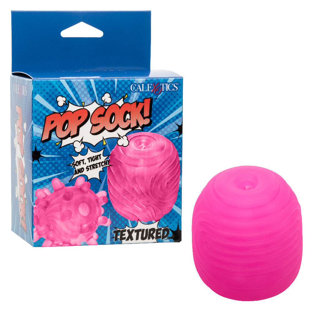 Pop Sock Textured Pink Soft Tight Stretchy Reversible Masturbator with Dual Sensations and Suction Closure