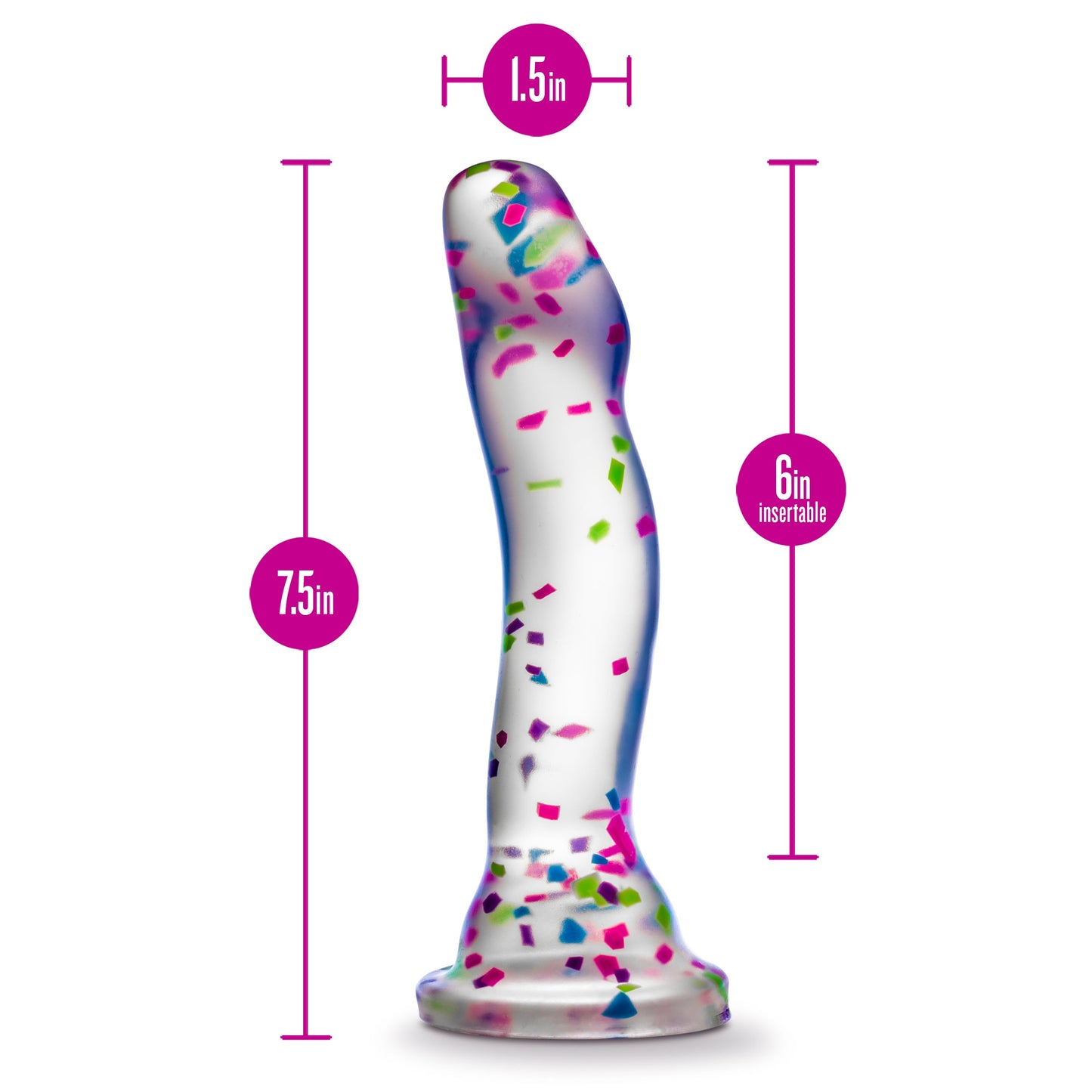 Hanky Panky Confetti Filled Clear 7.5" Dildo Glow in the Dark