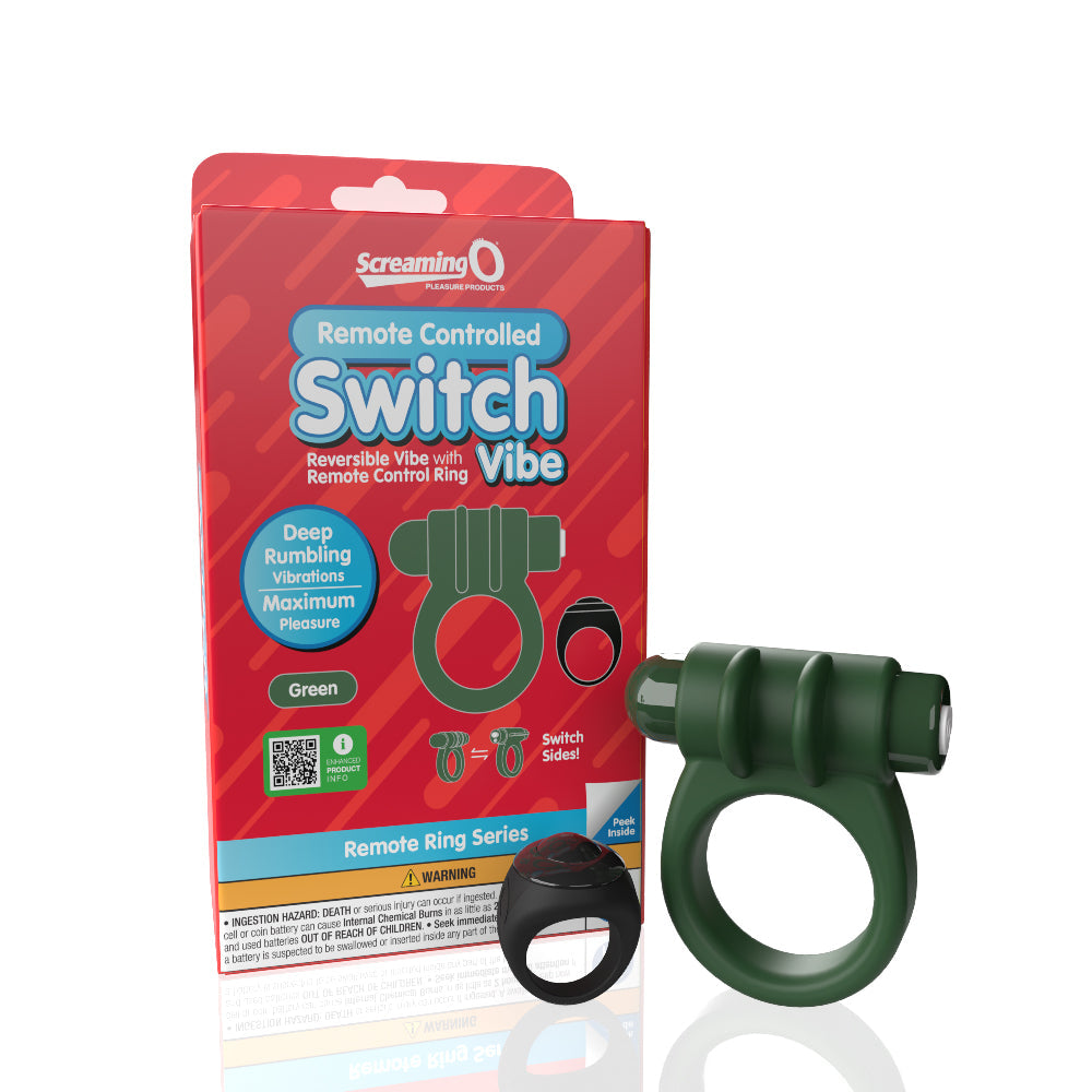 Remote Control Switch Vibe (Green) – Rechargeable Waterproof Double-Sided Vibrating Cock Ring