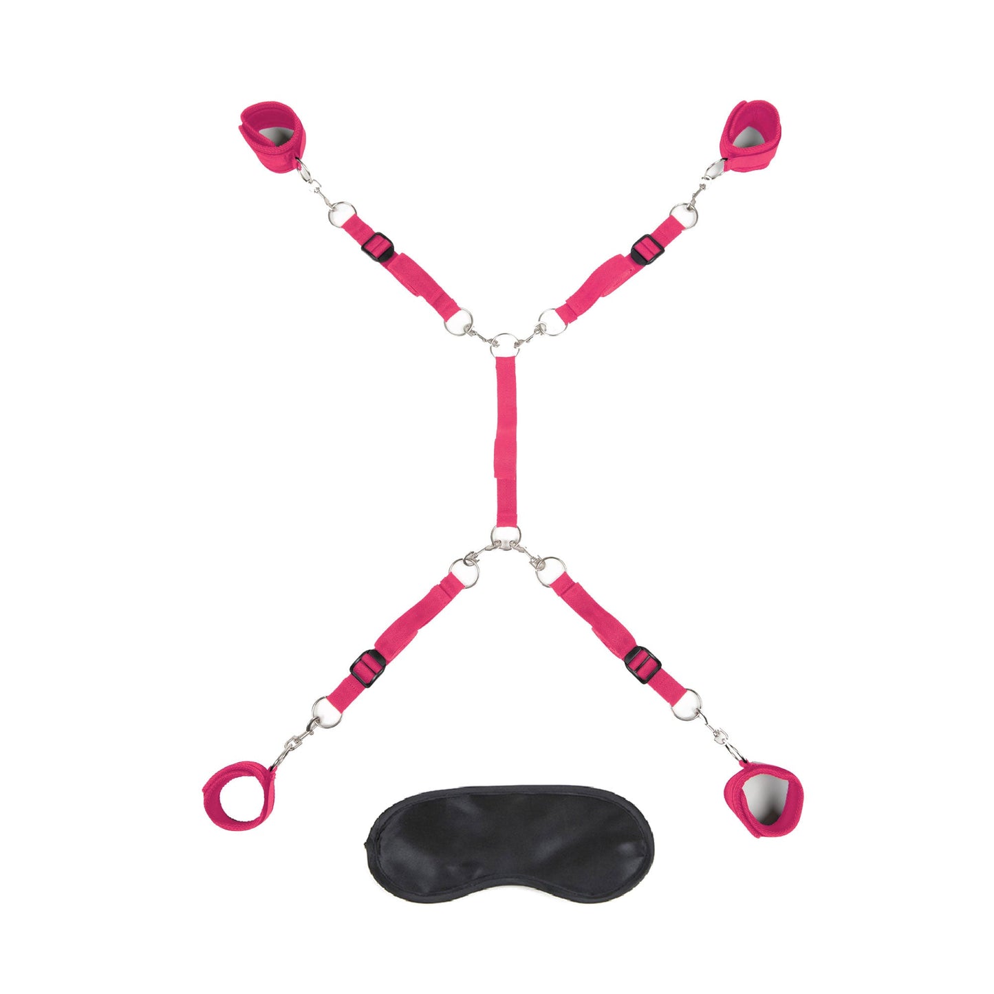 7-Piece Hot Pink Bed Spreader Bondage Set With Adjustable Cuffs